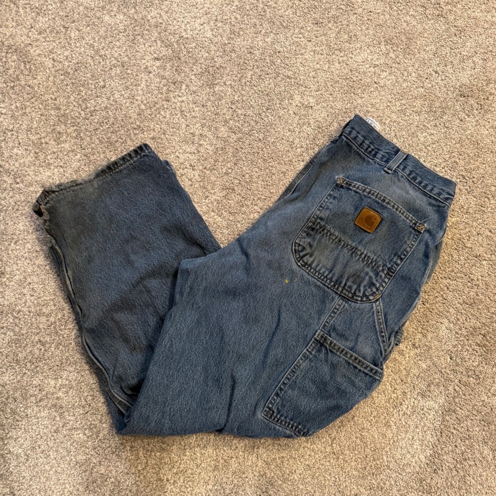Carhartt B13 DPS Loose Original Fit Carpenter Jeans Blue 36x28 Thrashed Workwear